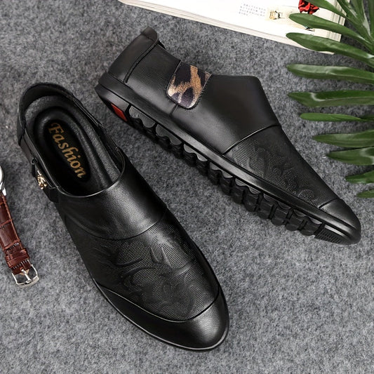 Herren Slip-On Loafer – Modische Freizeitschuhe mit Prägung und moderner Schnalle