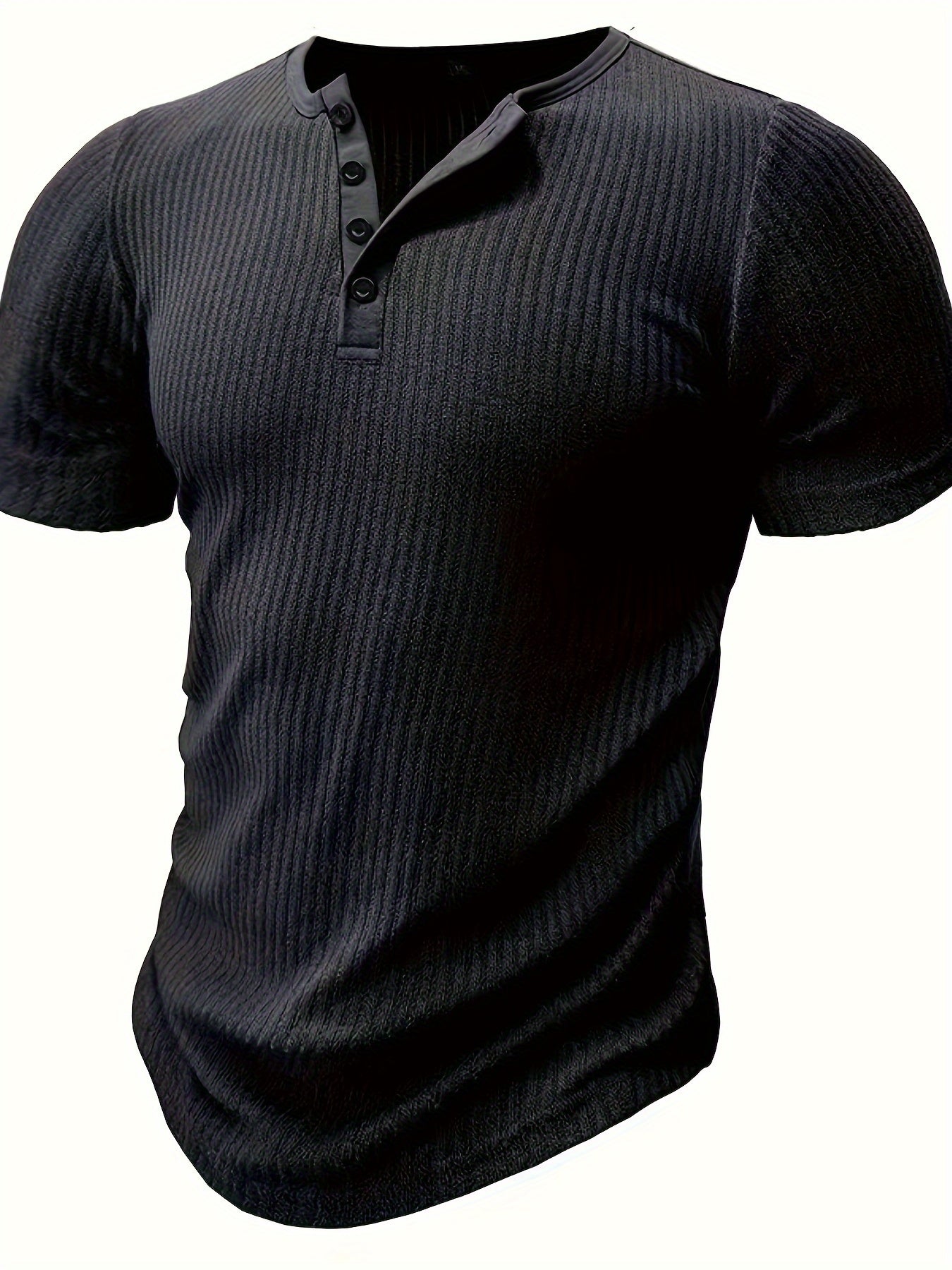 Herren Henley T-Shirt mit Knopfleiste und Rippstruktur – Freizeitstil für Alltag & Sommer