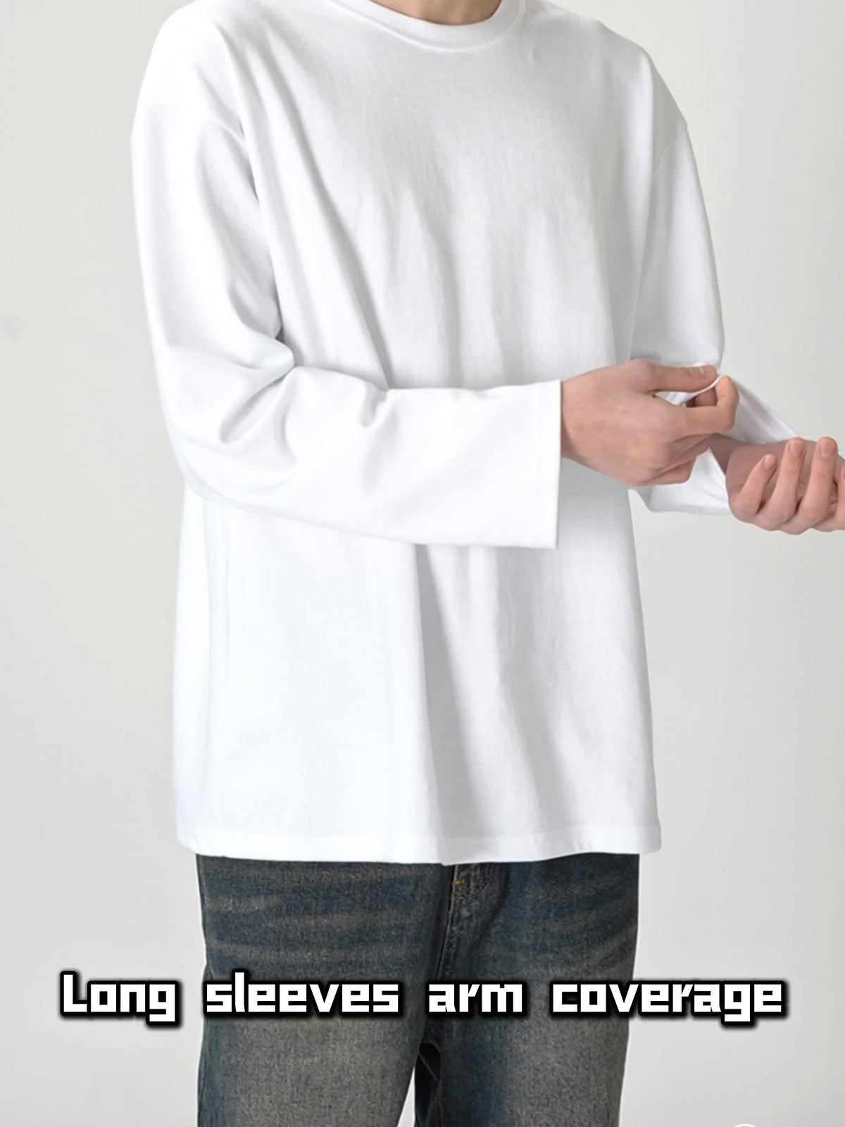 Unisex Langarmshirt Rundhals Basic Shirt
