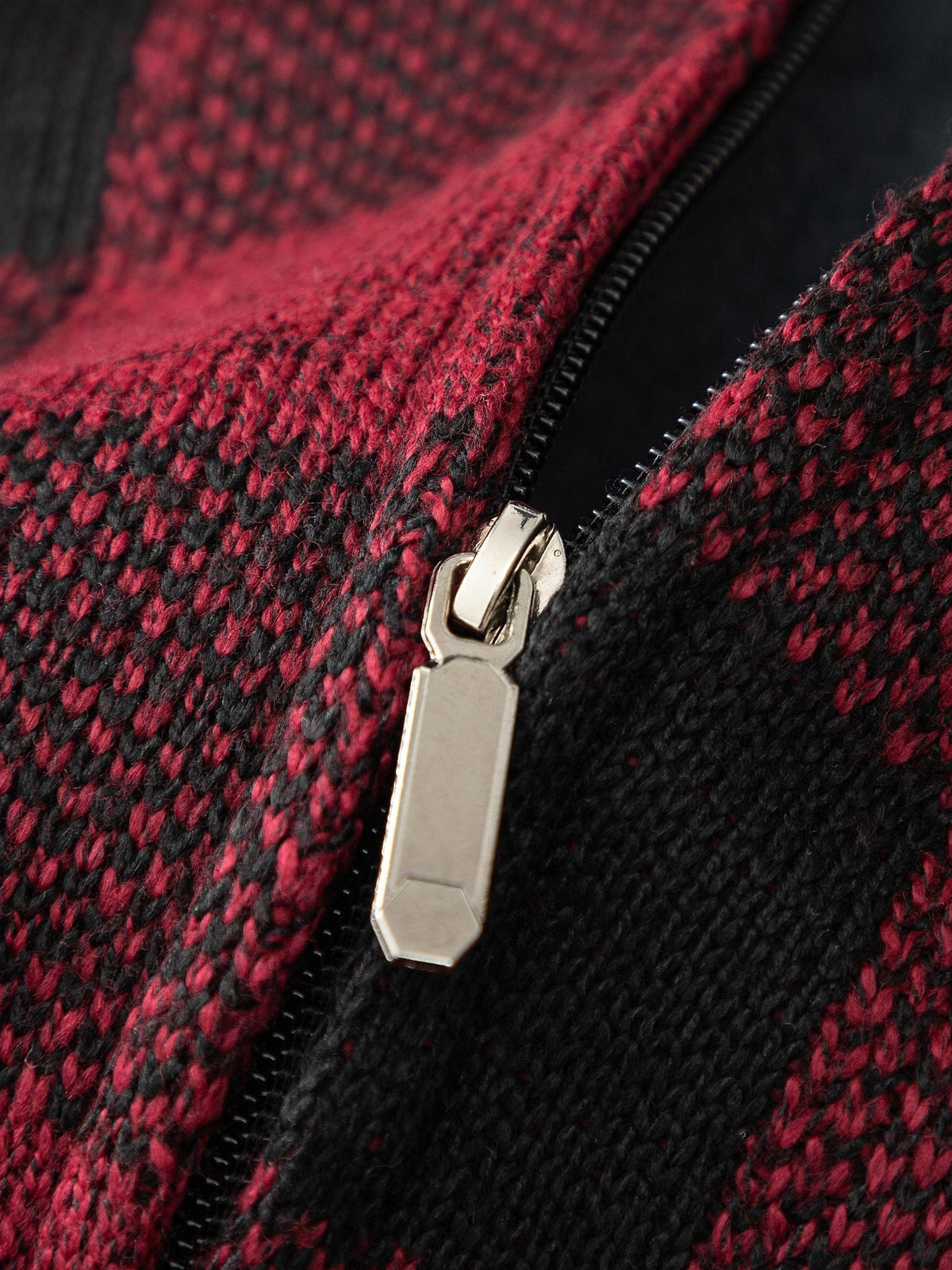 Herren Hoodie mit Reißverschluss, kariert, gefüttert, warm, Braun Schwarz