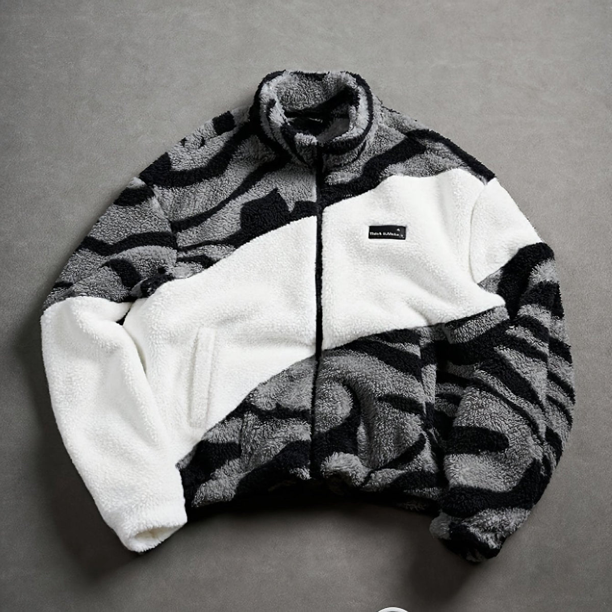 Fleecejacke Unisex mit Stehkragen und Reißverschluss, Tiermuster, mehrere Farben