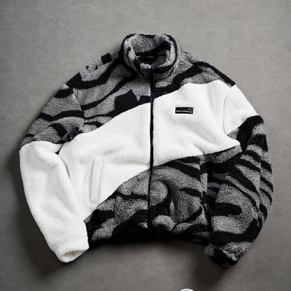 Fleecejacke Unisex mit Stehkragen und Reißverschluss, Tiermuster, mehrere Farben