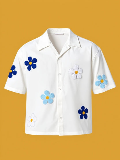 Herren Freizeithemd mit Blumenstickerei und modernem Schnitt