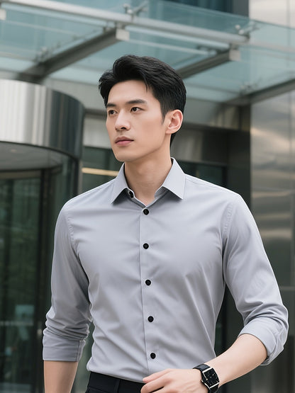 Herren Business Slim Fit Hemd – Elegantes Langarmhemd für Büro und Freizeit