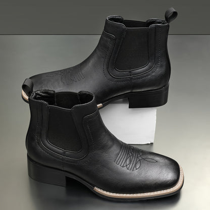 Herren Stiefeletten quadratische Zehenpartie mit Ziernähten Chelsea Boots