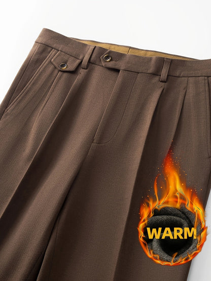 Herren Freizeithose mit Bundfalten – gefütterte Stoffhose