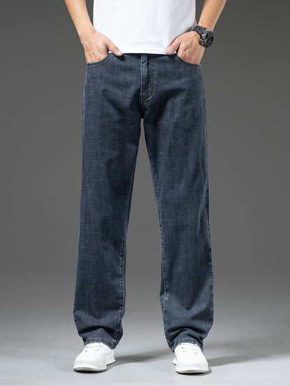 Herren Jeans Regular Fit Weit Bequem Freizeit Basic Denimhose