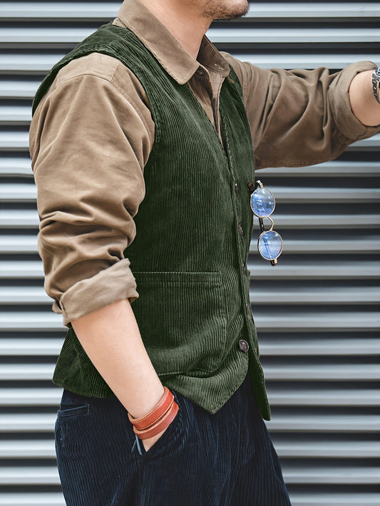 Herren Cordweste im Vintage-Stil – Eleganter Freizeit- und Business-Look