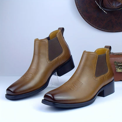Herren Western Chelsea Stiefel Stiefeletten mit Blockabsatz