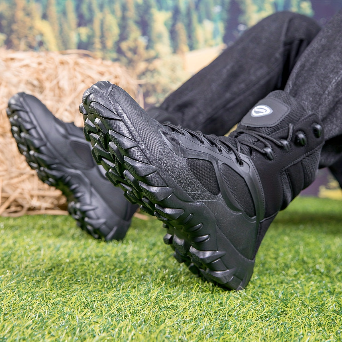 Taktische Stiefel Schwarz Hoch Robuste Outdoor-Schuhe Schnürverschluss