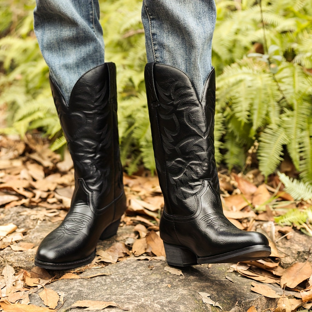 Cowboystiefel Braun mit Stickerei | Hoher Schaft