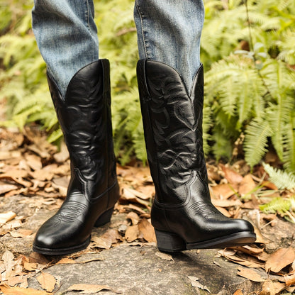 Cowboystiefel Braun mit Stickerei | Hoher Schaft