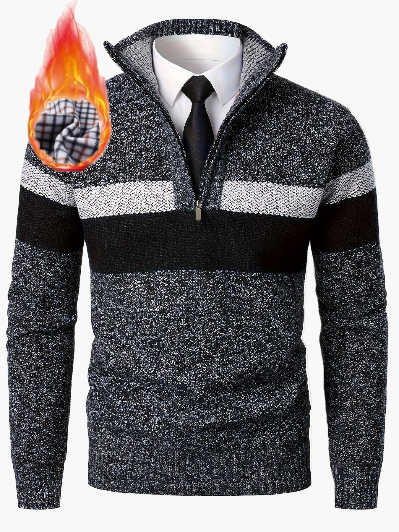 Herren Strickpullover mit Stehkragen und Reißverschluss – Eleganter Freizeit Look für Herbst & Winter
