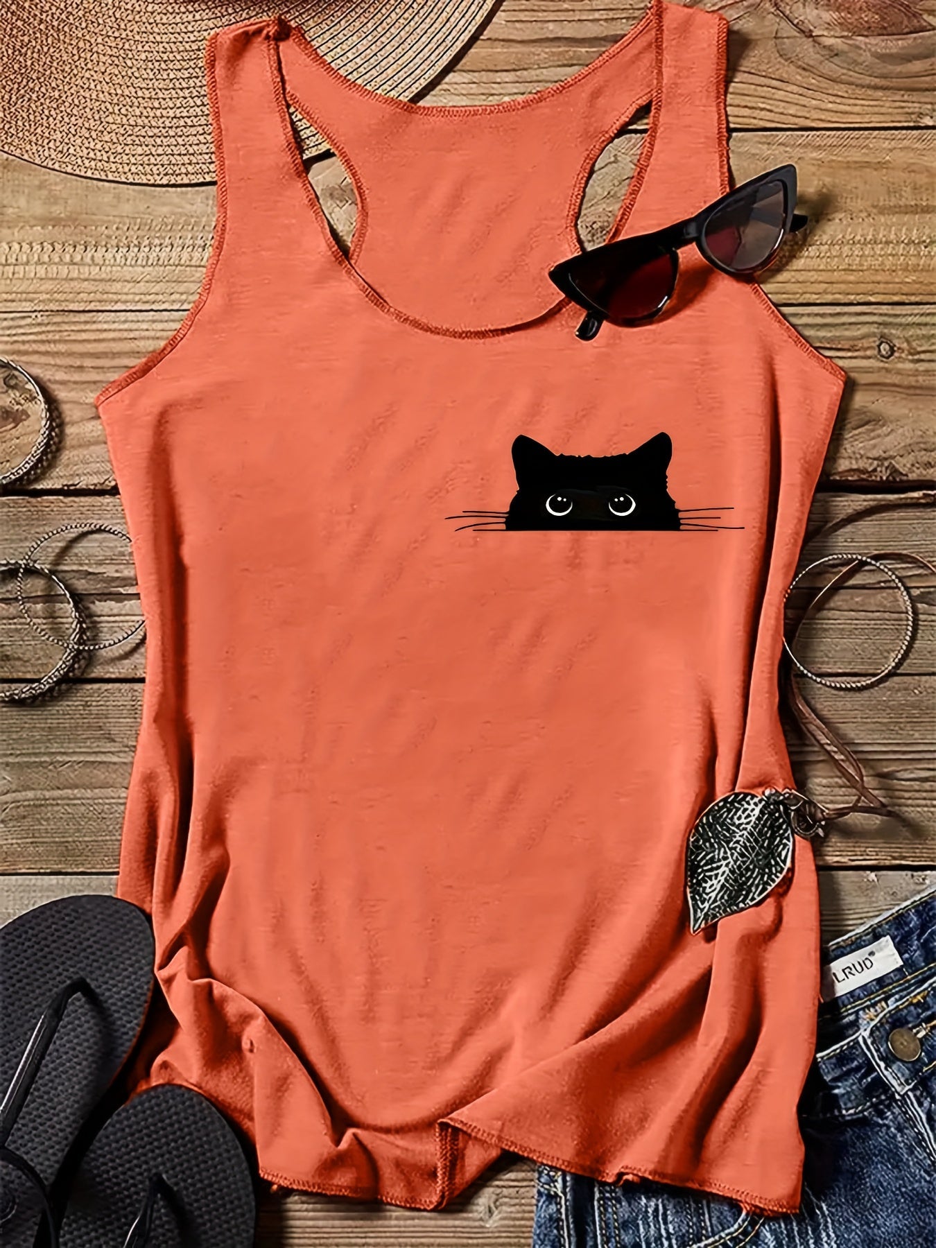 Damen Tanktop mit Katzenmotiv – Lustiges Freizeitshirt für Katzenliebhaberinnen