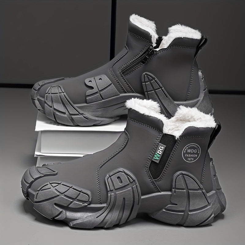 Herren Winterstiefel gefüttert mit Reißverschluss & Profilsohle Grau