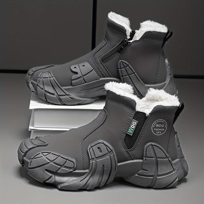 Herren Winterstiefel gefüttert mit Reißverschluss & Profilsohle Grau