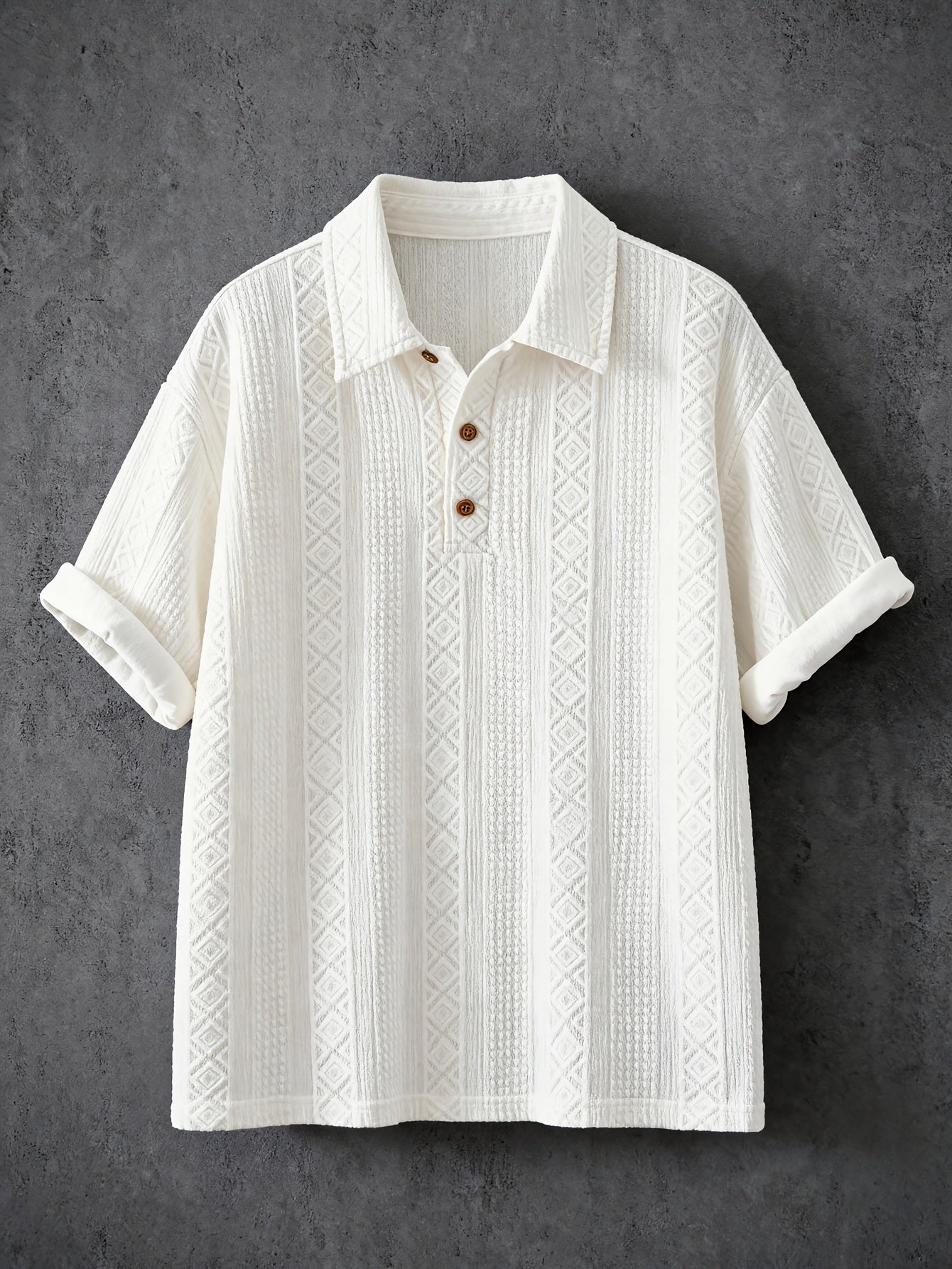 Herren Poloshirt mit geometrischer Stickerei und Struktur – Stilvolles Freizeitshirt für Alltag und besondere Anlässe