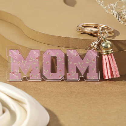 Schlüsselanhänger für Damen – Blumen MOM Herz – Modisches Muttertagsgeschenk