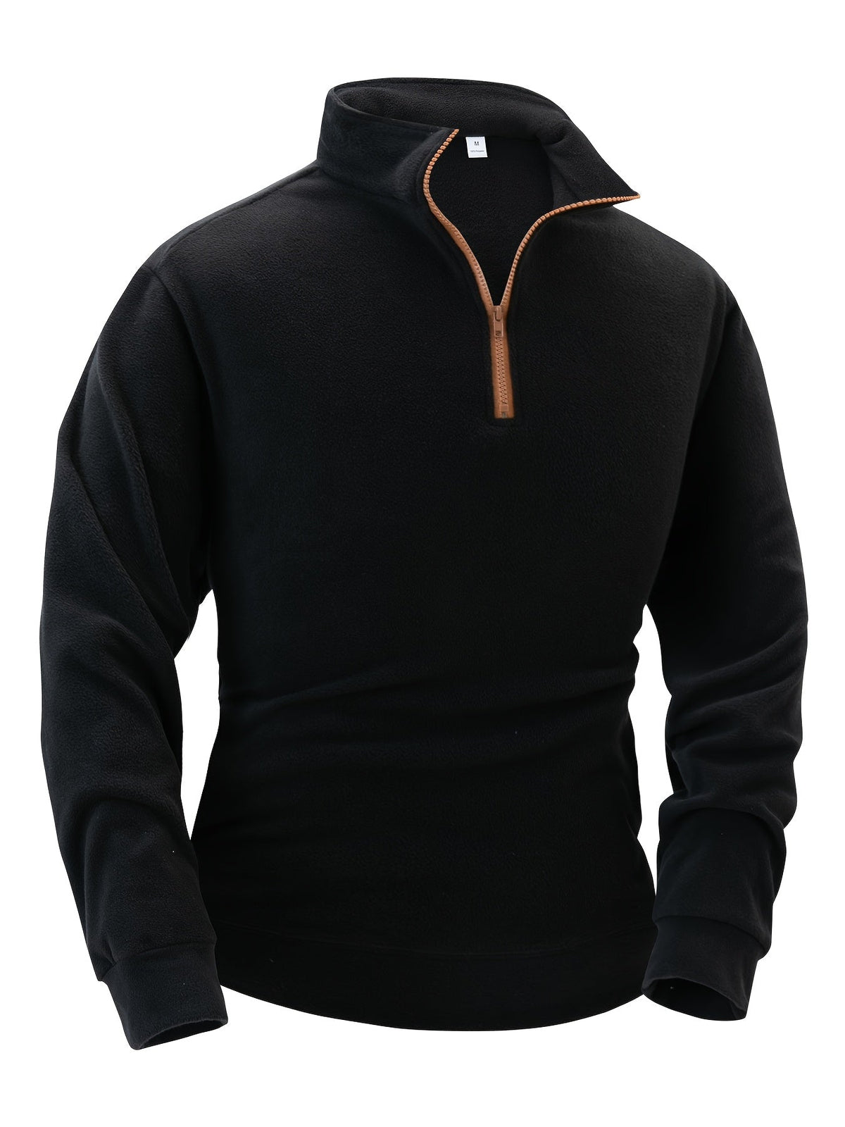 Fleece Pullover mit Stehkragen und kurzem Reißverschluss