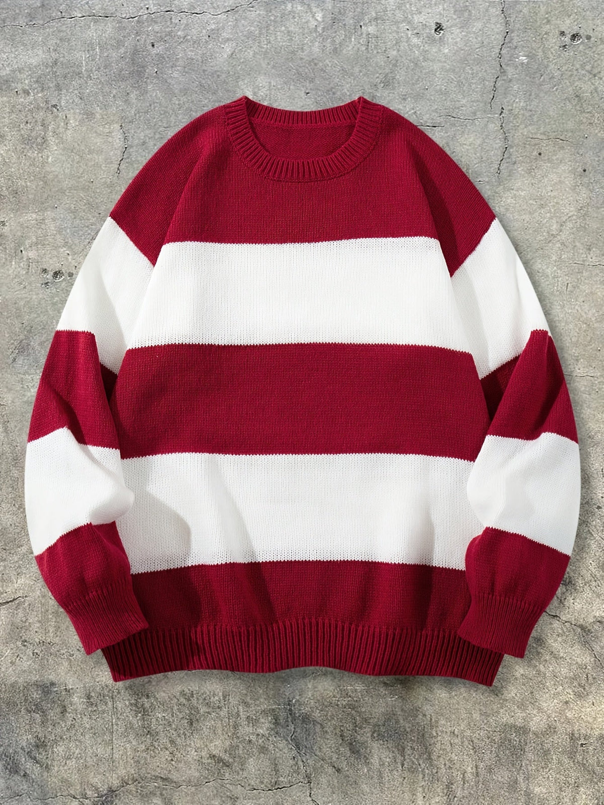 Gestreifter Oversize Pullover Strickpullover Rundhals