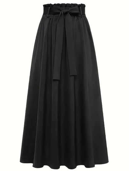 Damen Maxirock mit Paperbag-Bund und Schleife – Eleganter Freizeitrock für Alltag und Büro