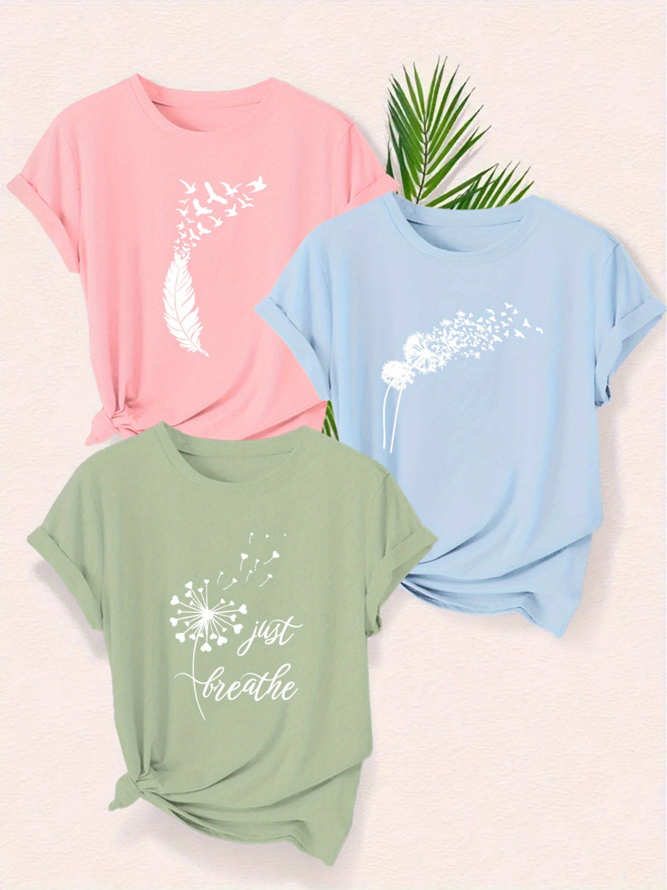 Damen Grafik T-Shirt mit Naturmotiven und inspirierendem Aufdruck – Freizeitmode, künstlerischer Stil, entspannter Look