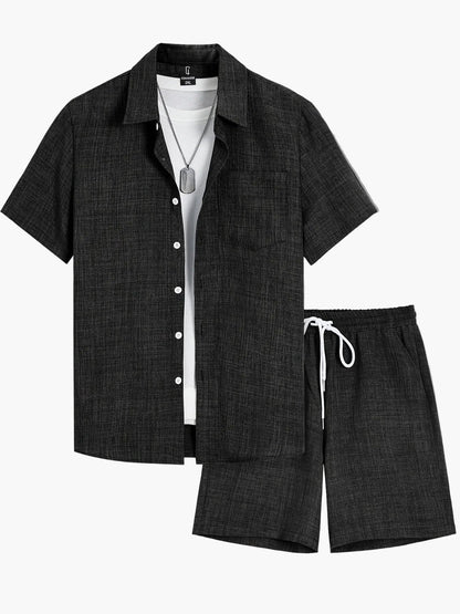 Herren Freizeit Set – Kurzarm Hemd und Shorts, Sommer Outfit, Modern und Bequem