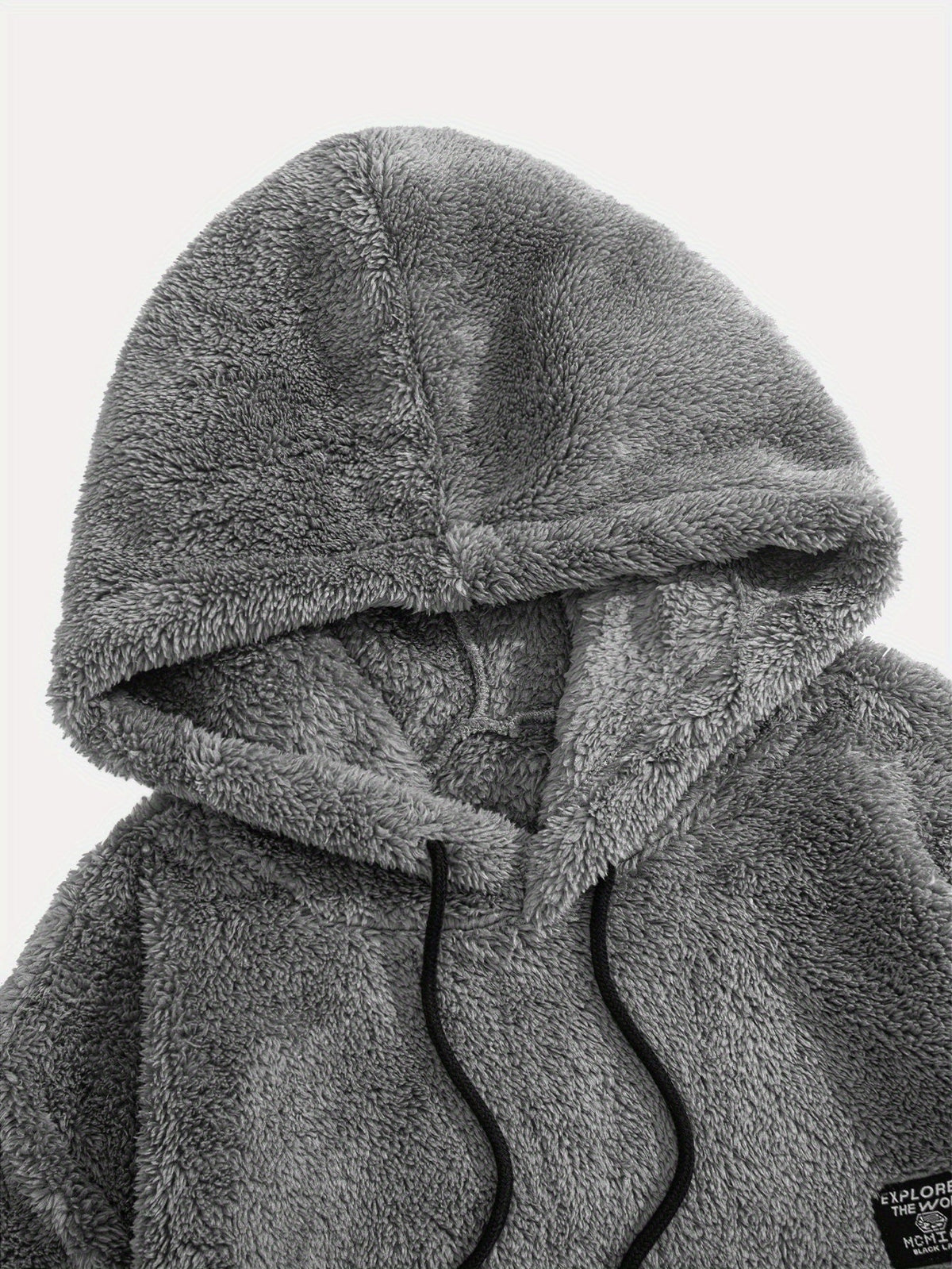 Teddy Fleece Kapuzenpullover für Herren mit Kängurutasche und Kordelzug, flauschiger Hoodie