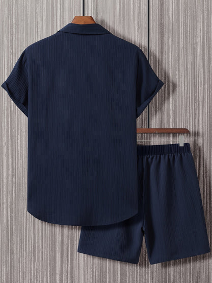 Herren Freizeit Set – Kurzarm Hemd und Shorts im modernen Stil für Sommer und Alltag
