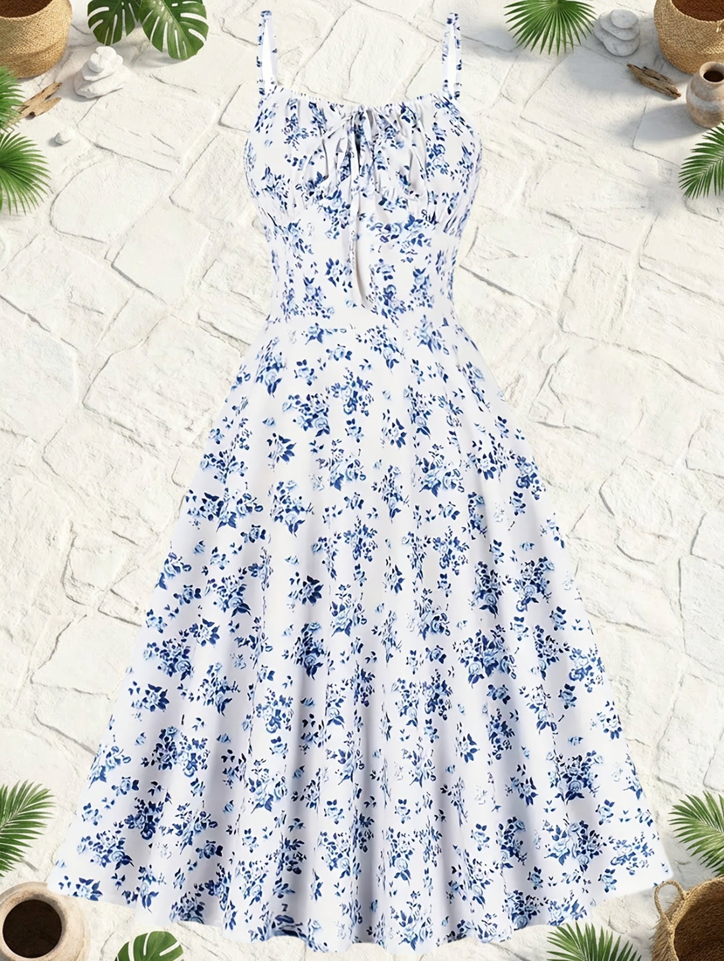 Damen Midikleid mit Blumenmuster und romantischem Schnitt – Perfekt für Sommer, Gartenparty & Brunch