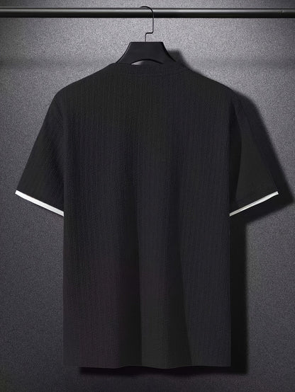 Herren T-Shirt mit Struktur, Modernes Kurzarm Basic, Freizeit & Urban Style