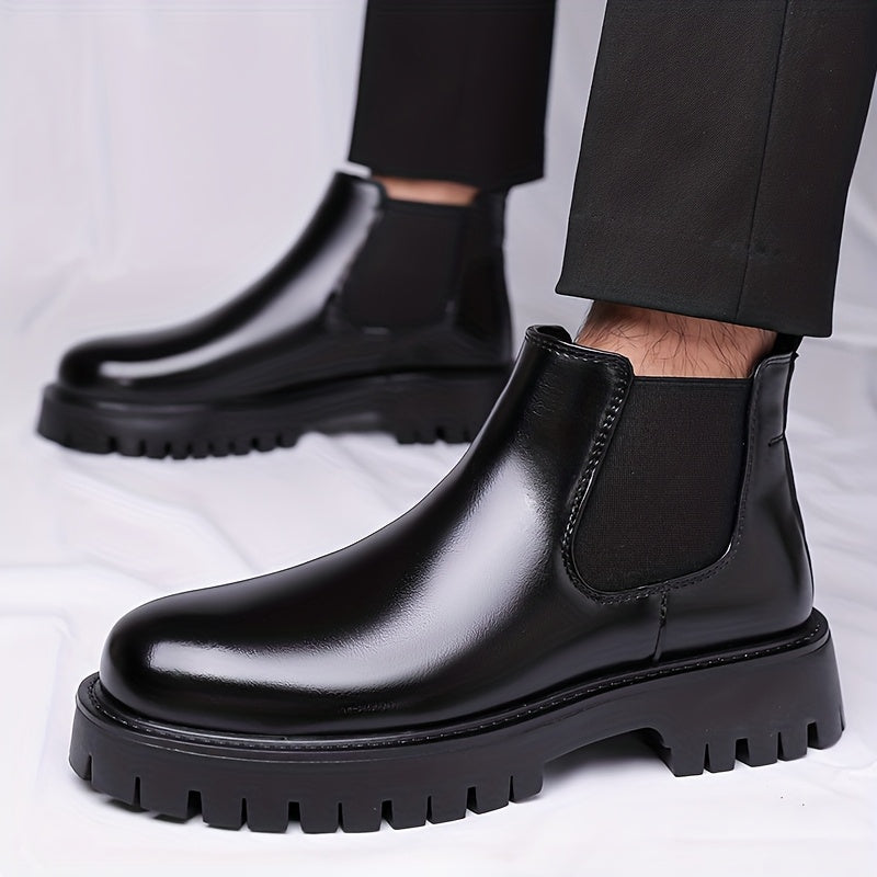 Schwarze Chelsea Boots mit Profilsohle für Damen