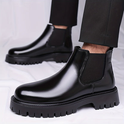 Schwarze Chelsea Boots mit Profilsohle für Damen