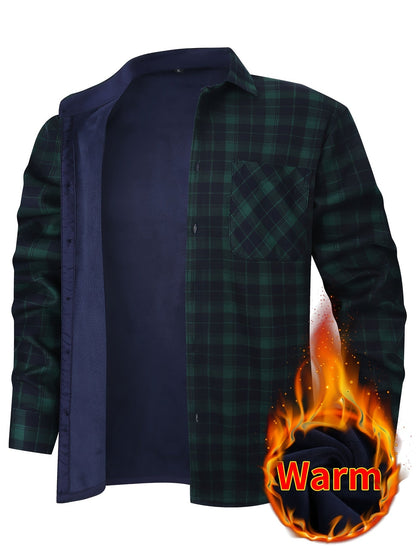 Herren Thermohemd-Jacke 2-in-1 mit Windschutz und Warmfutter – Kariertes Outdoor-Freizeithemd