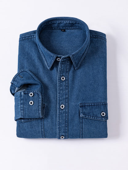 Jeanshemd Herren Langarm Regular Fit Denim-Hemd mit Brusttasche