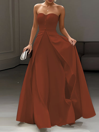 Damen Elegantes Abendkleid mit Bandeau-Design und Knopfleiste – Perfekt für festliche Anlässe