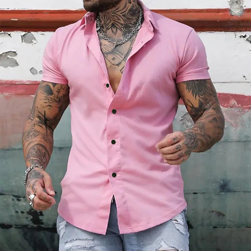 Herren Kurzarmhemd Slim Fit mit Stehkragen – Elegant für Büro & Freizeit