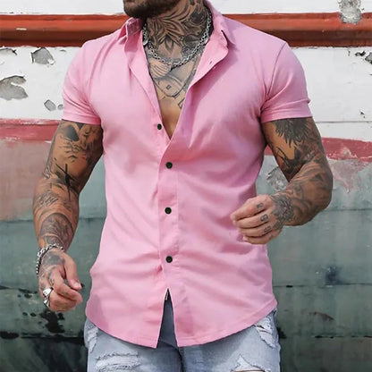 Herren Kurzarmhemd Slim Fit mit Stehkragen – Elegant für Büro & Freizeit