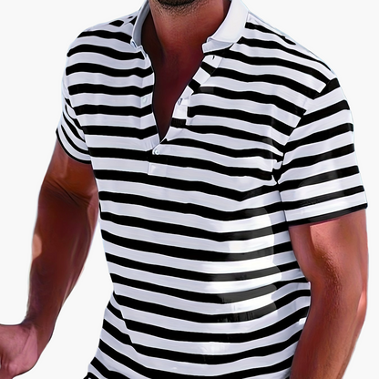Herren Poloshirt im maritimen Streifen-Look für Freizeit und Segeln – Sommer Casual Polo