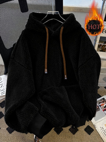 Teddy-Fleece Hoodie für Damen mit Kapuze und Kängurutasche, Kuscheliger Oversize Pullover