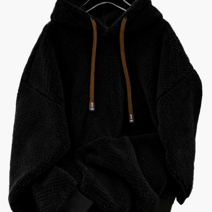 Teddy-Fleece Hoodie für Damen mit Kapuze und Kängurutasche, Kuscheliger Oversize Pullover
