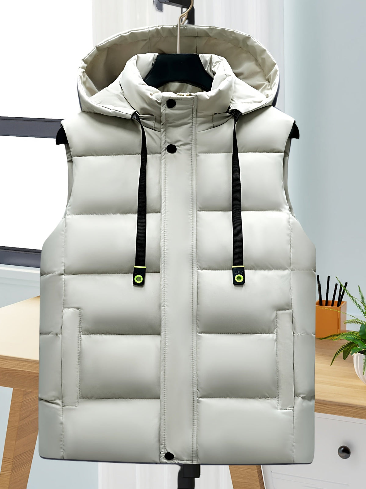 Unisex Puffer Weste mit Kapuze, gesteppte Ärmellose Steppjacke für Herren und Damen