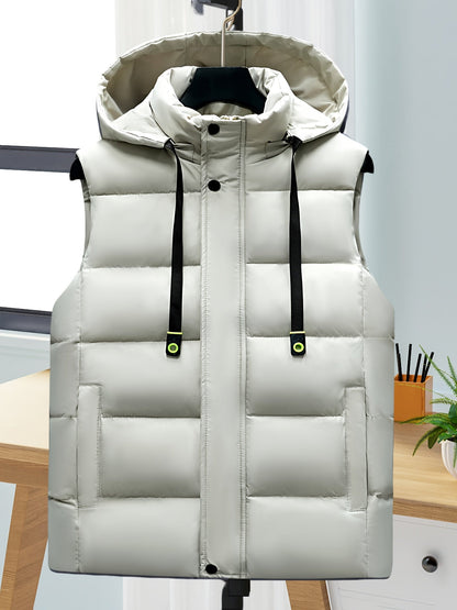 Unisex Puffer Weste mit Kapuze, gesteppte Ärmellose Steppjacke für Herren und Damen