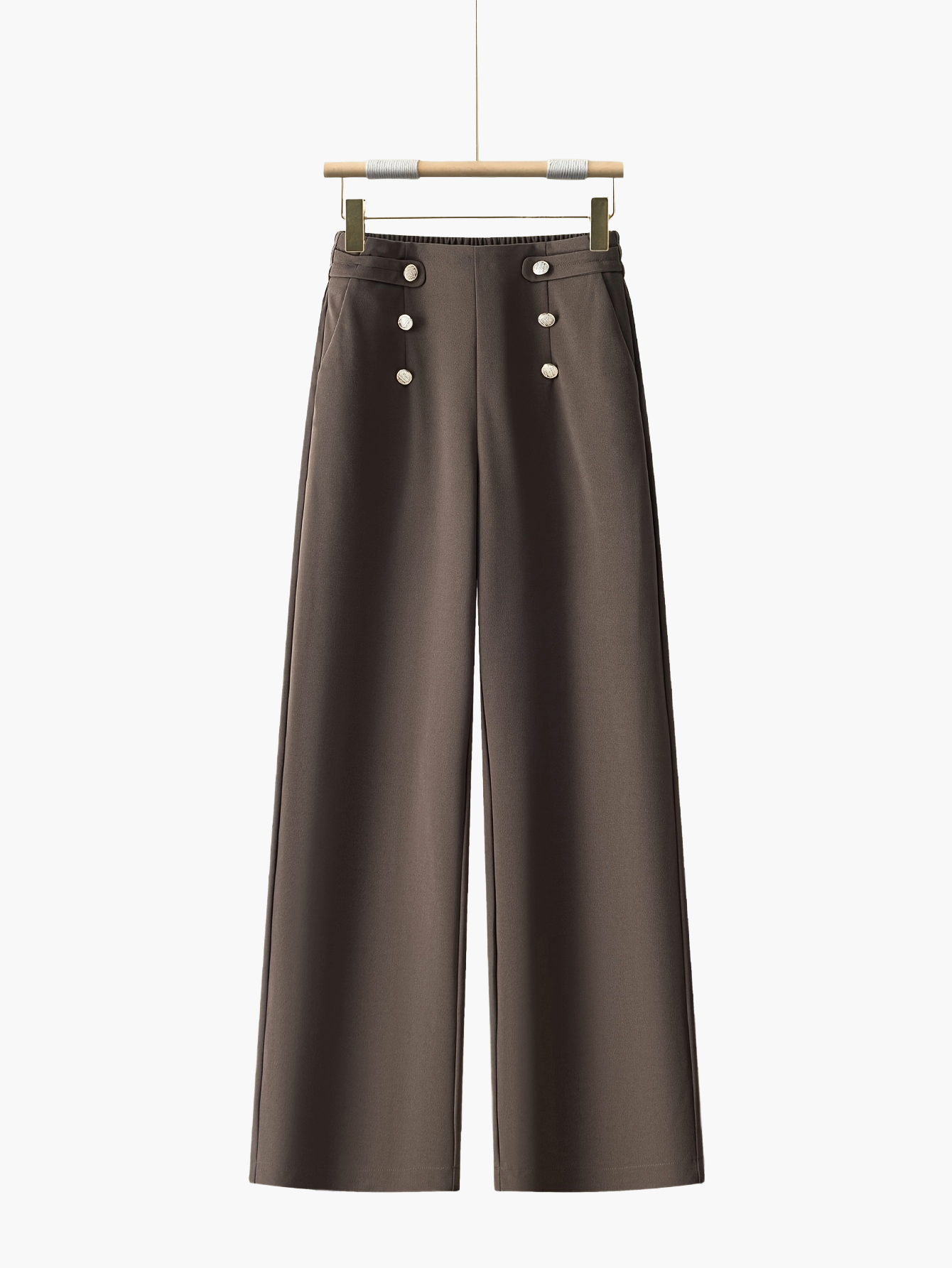 Damen Weite Hose mit Knopfdetails – Eleganter Freizeit-Look für Büro & Alltag