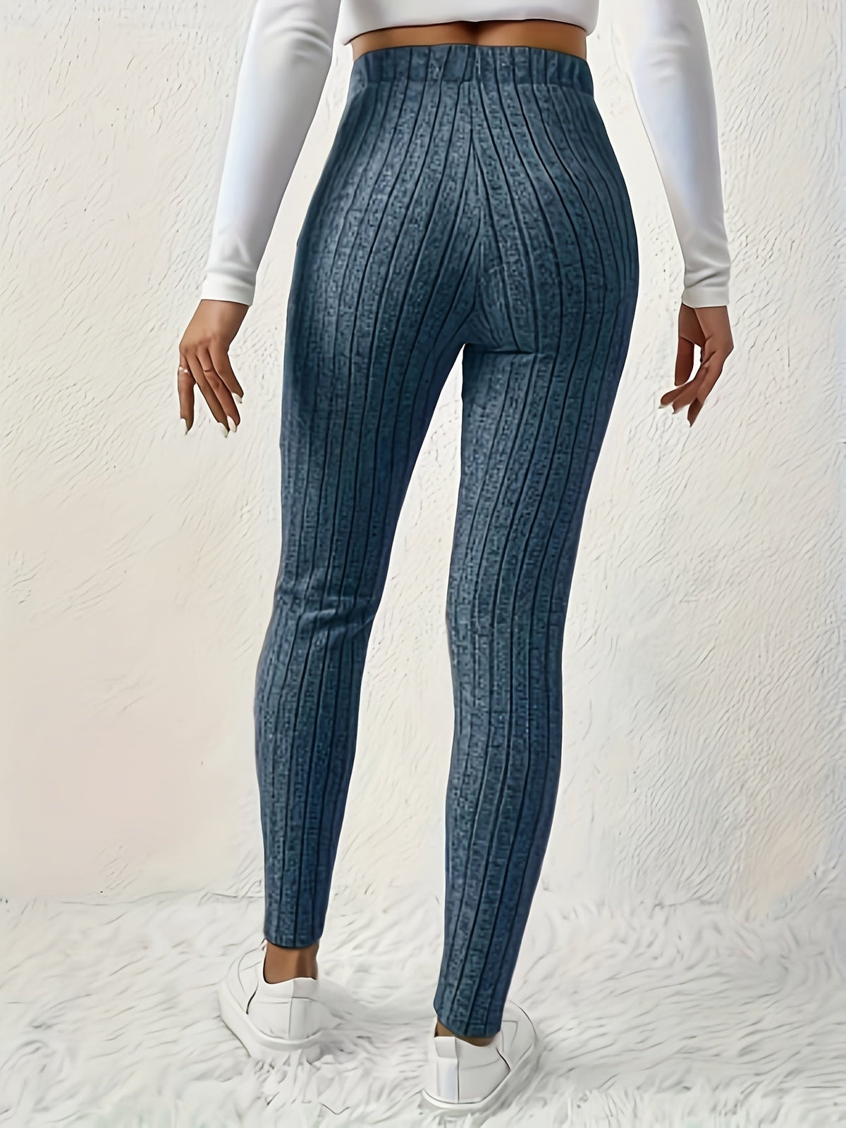 Damen Gerippte Leggings mit Schmetterlingsdetail, Hoher Bund, Weicher Stoff