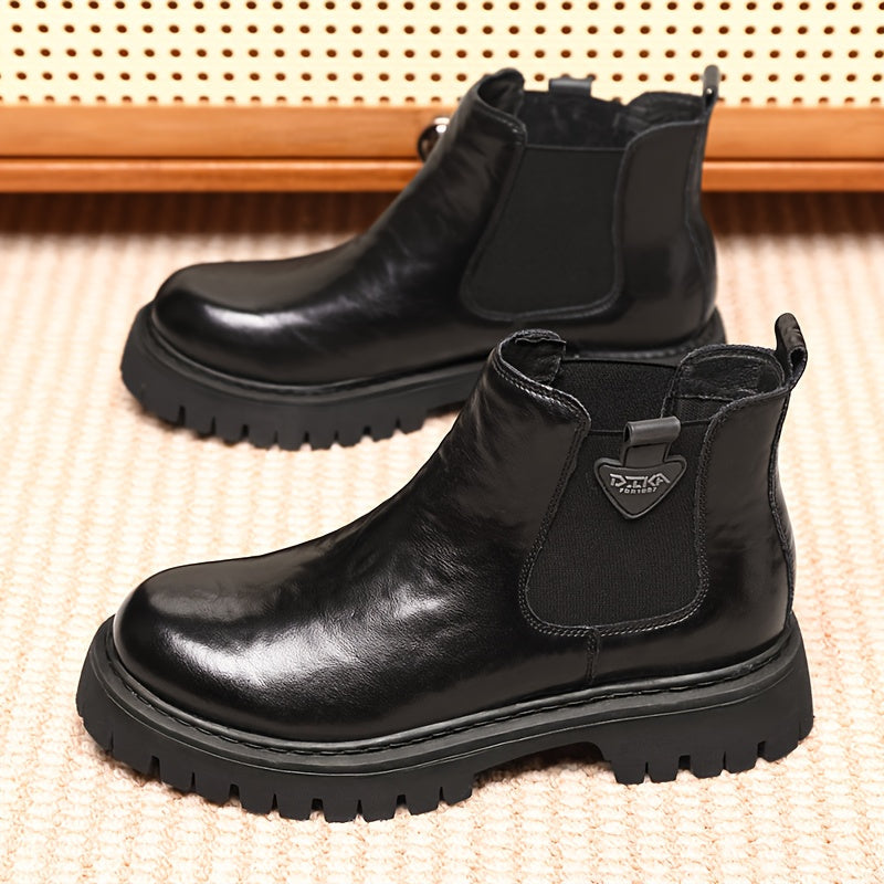 Chunky Chelsea Boots mit Profilsohle für Herren in Schwarz
