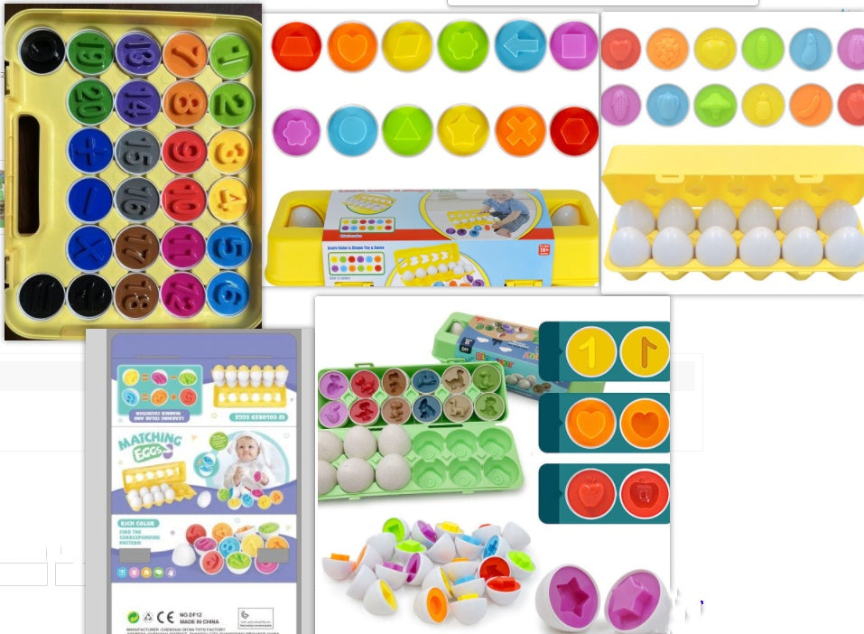 Kinder Lernspielzeug Eier-Set – Pädagogisches Steckspiel zur Formen- und Zahlenzuordnung, ab 3 Jahren