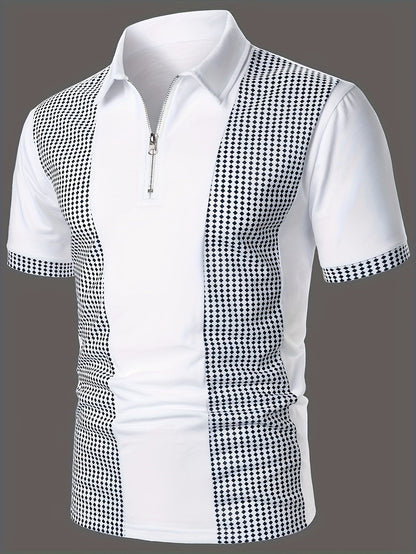 Herren Polohemd mit modernem Zip-Kragen und Kontrastmuster – Stilvolles Poloshirt für Business & Freizeit