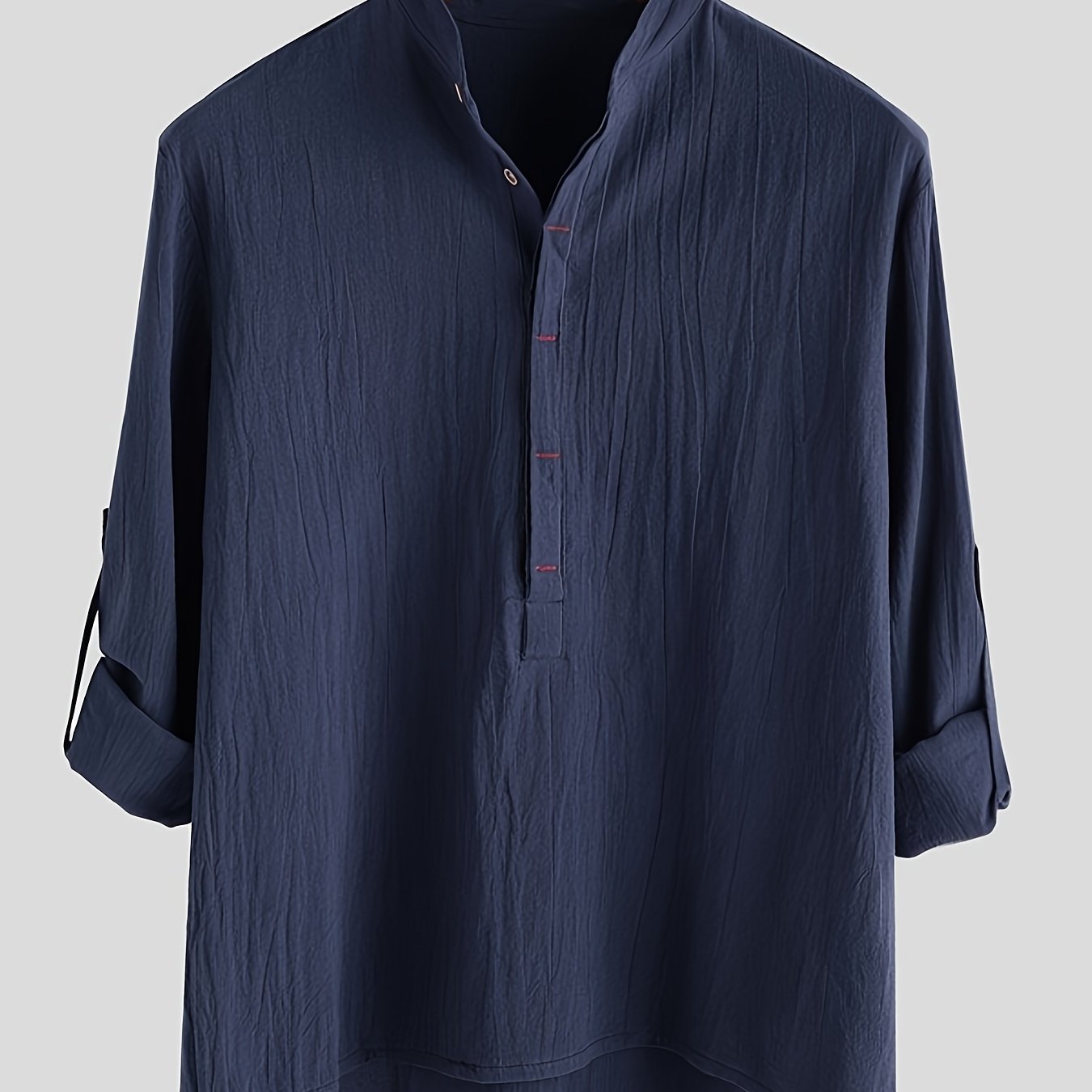 Herren Henley Langarmshirt mit Stehkragen und Knopfleiste – Modernes Freizeitoberteil für Alltag und Urlaub