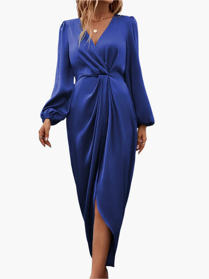 Damen Elegantes Wickelkleid mit Drapierung – Perfekt für festliche Anlässe & Abendveranstaltungen